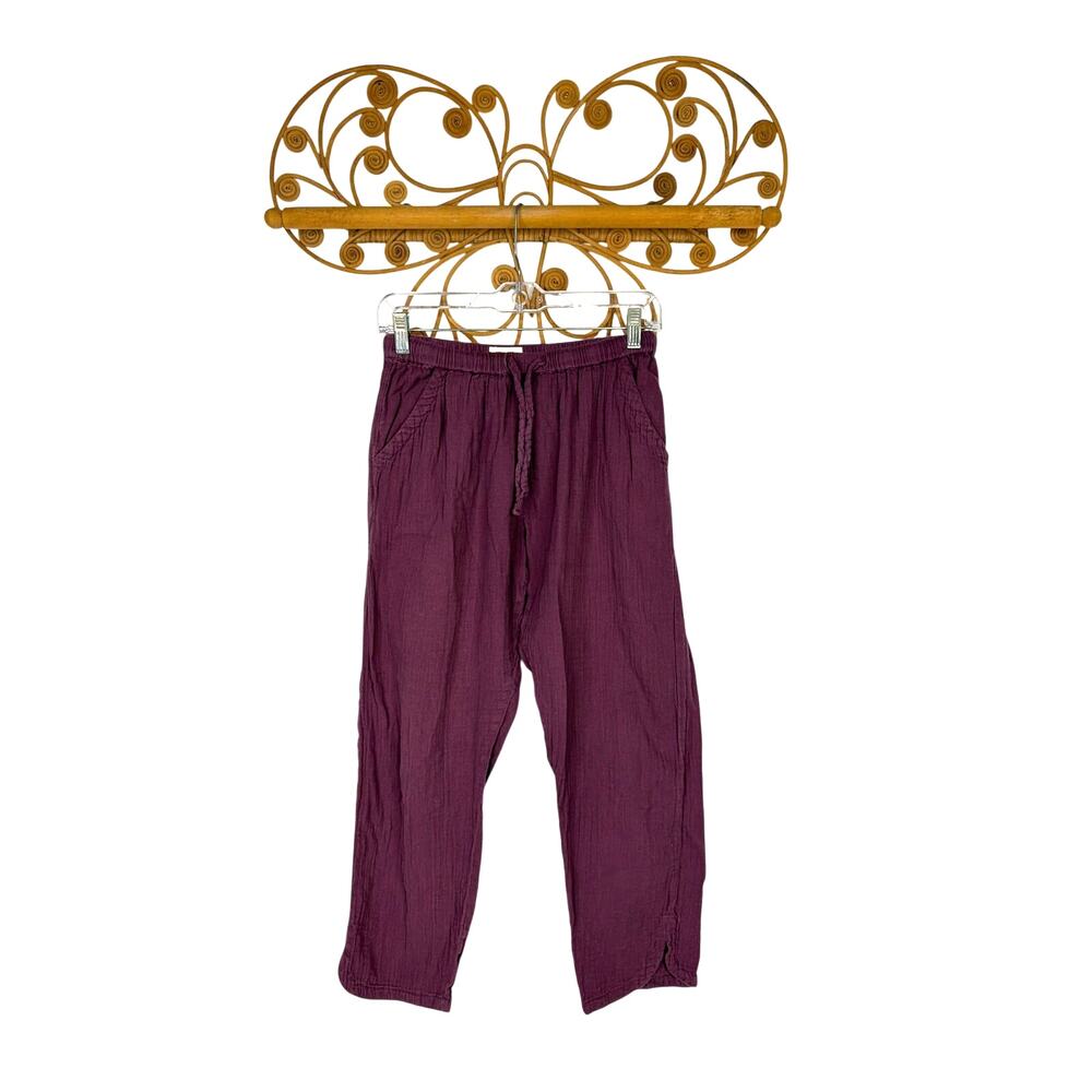 Pact organic cotton gauze crop pants purple M